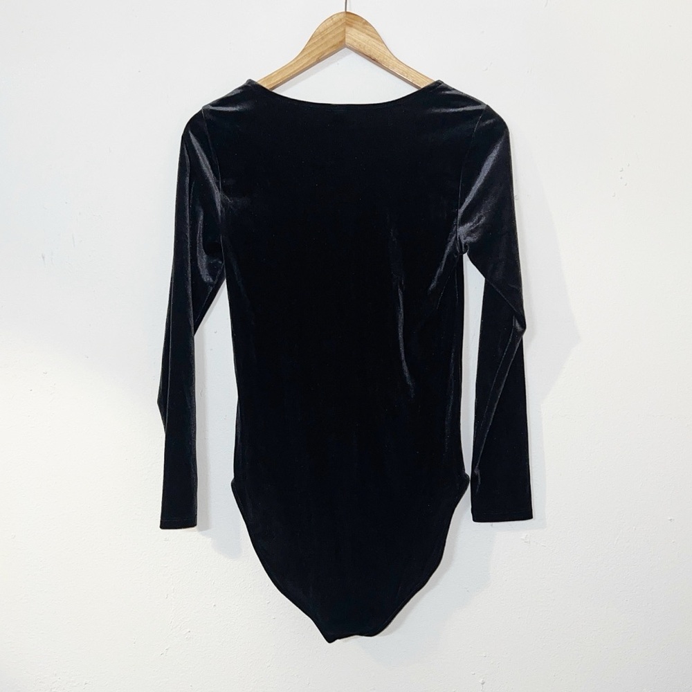 Old Navy velvet black jack long sleeve square neck bodysuit new - Picture 9 of 11